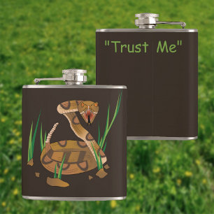 Snake in the Grass Square Sticker Hip Flask