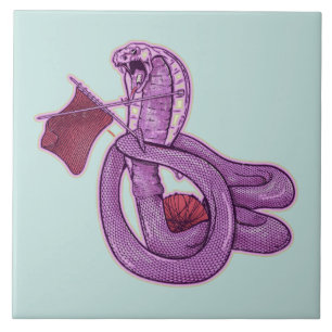 Snake Knitting Ceramic Tile