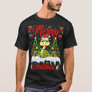 Snake Lights Xmas Tree Funny Santa Snake Christmas T-Shirt
