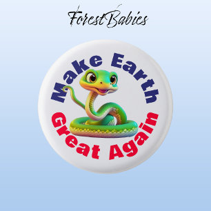 Snake, Make Earth Great Again, Cute Environmental 3 Cm Round Badge