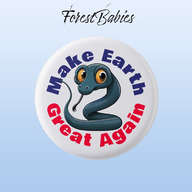 Snake, Make Earth Great Again, Cute Environmental 3 Cm Round Badge (Indigo Snake🐍 Make Earth Great Again, ForestBabies Button)