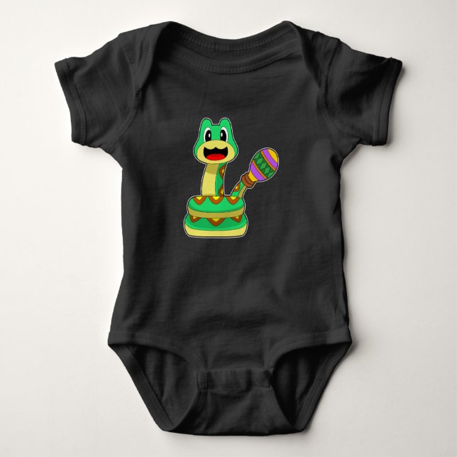 Snake Musician Rattle Music Baby Bodysuit (Front)
