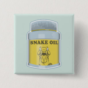 Snake oil alternative medicine 15 cm square badge