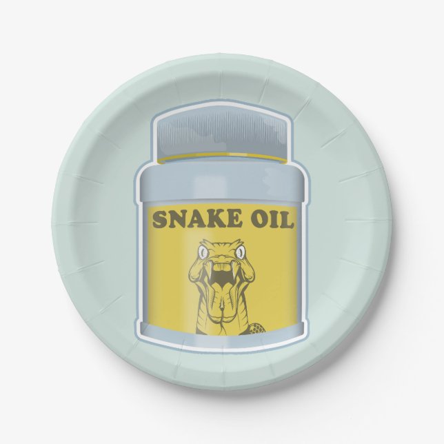 Snake oil alternative medicine paper plate (Front)