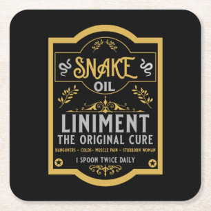Snake oil Hangover Cure Square Paper Coaster