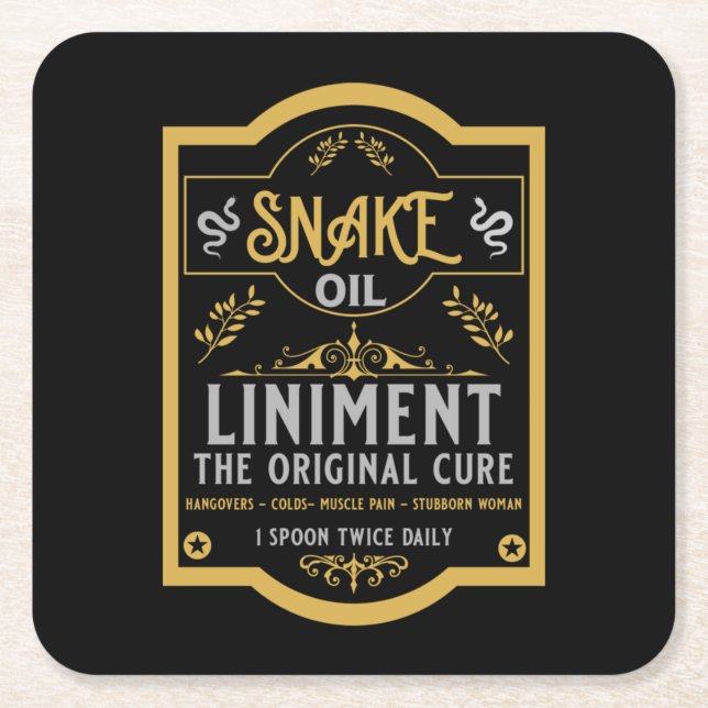 Snake oil Hangover Cure Square Paper Coaster (Front)