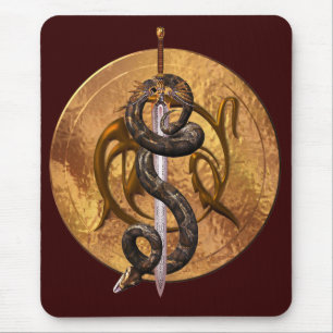 Snake on a Sword Mouse Pad