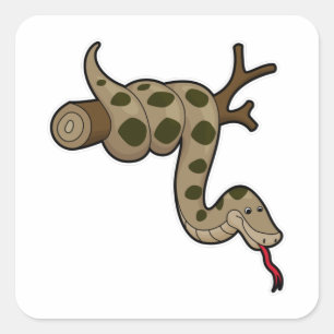 Snake on Branch Square Sticker