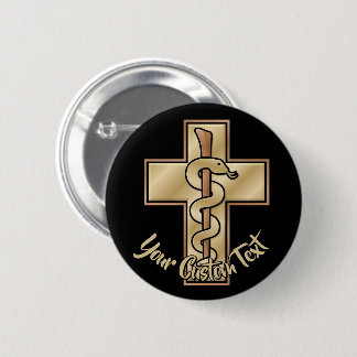 Snake on Cross 6 Cm Round Badge