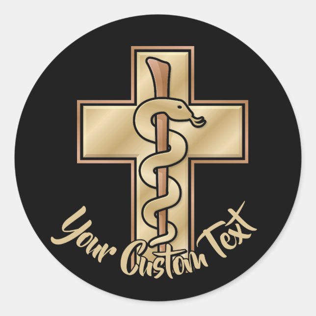 Snake on Cross Classic Round Sticker (Front)