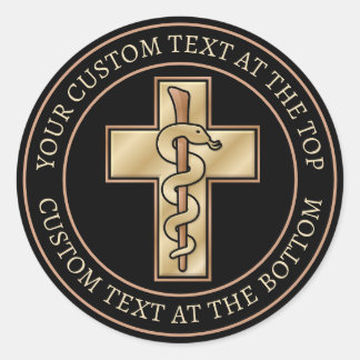 Snake on Cross Classic Round Sticker