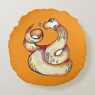 snake on orange round cushion
