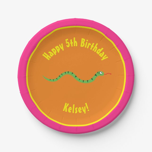 Snake Paper Plates Animal Birthday Party (Front)