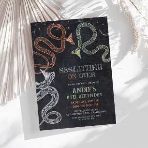 Snake Party Chalkboard Reptile Birthday Invitation