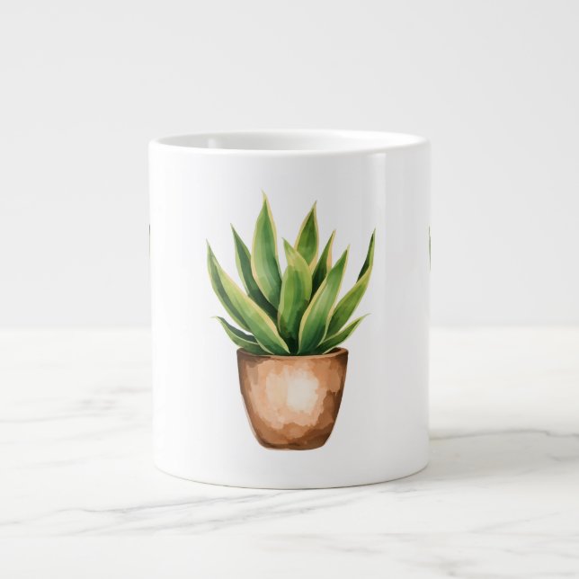 Snake Plant Line Drawing Minimalist Mug (Front)