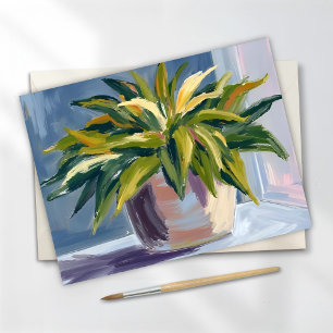 Snake Plant Potted House Plant Painting Postcard
