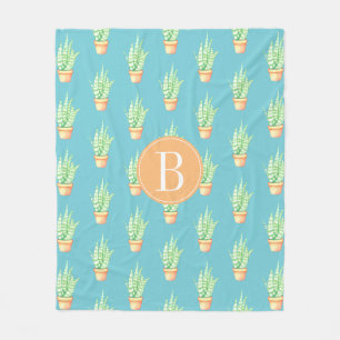 Snake Plant Potted Succulents Personalised Fleece Blanket