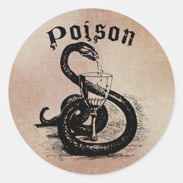 Snake Poison Halloween Gothic Classic Round Sticker (Front)