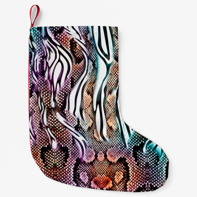 Snake Print, Animal print, ccolorful,  Small Christmas Stocking (Front)