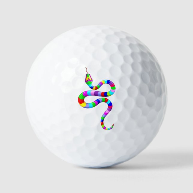 Snake Psychedelic Rainbow Colours Golf Balls (Front)
