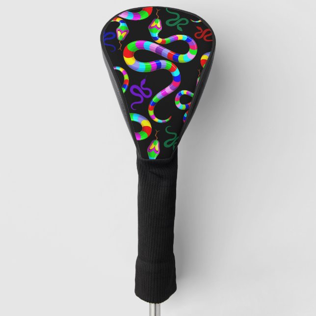 Snake Psychedelic Rainbow Colours Golf Head Cover (Front)