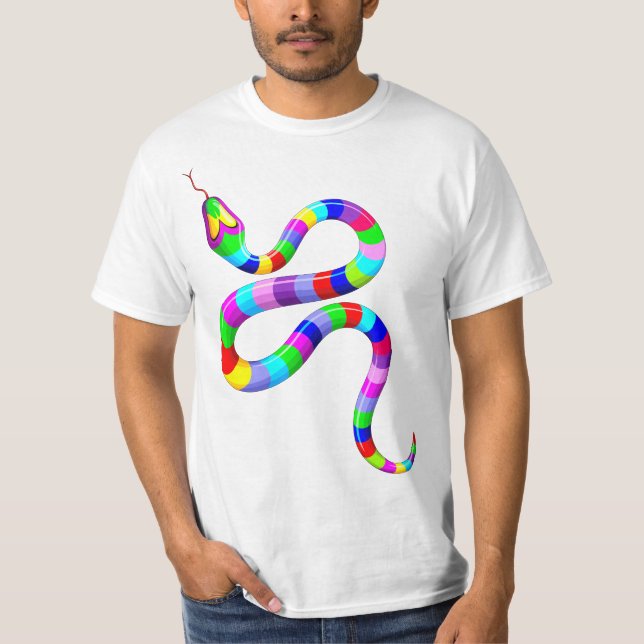 Snake Psychedelic Rainbow Colours T-Shirt (Front)