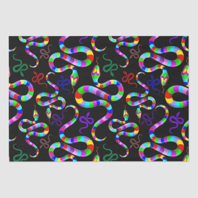 Snake Psychedelic Rainbow Colours Tissue Paper (Front)