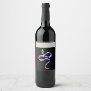 Snake Psychedelic Rainbow Colours Wine Label