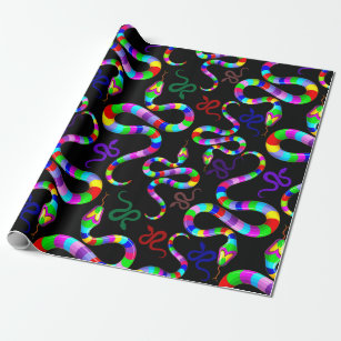 Snake Psychedelic Rainbow Colours Wrapping Paper