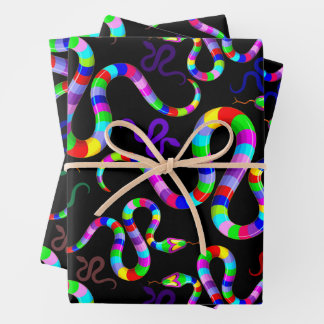 Snake Psychedelic Rainbow Colours Wrapping Paper Sheet