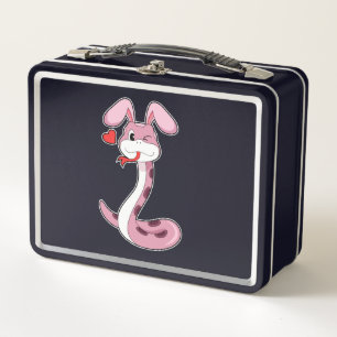 Snake Rabbit Heart Metal Lunch Box