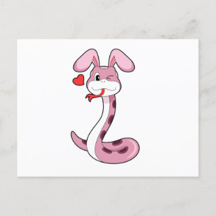 Snake Rabbit Heart Postcard