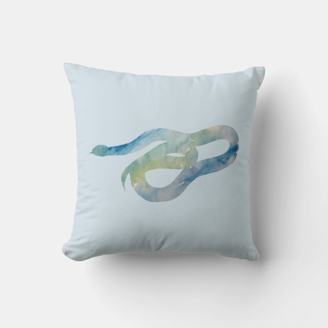 Snake Reptile Watercolor Painting Throw Pillow (Front)