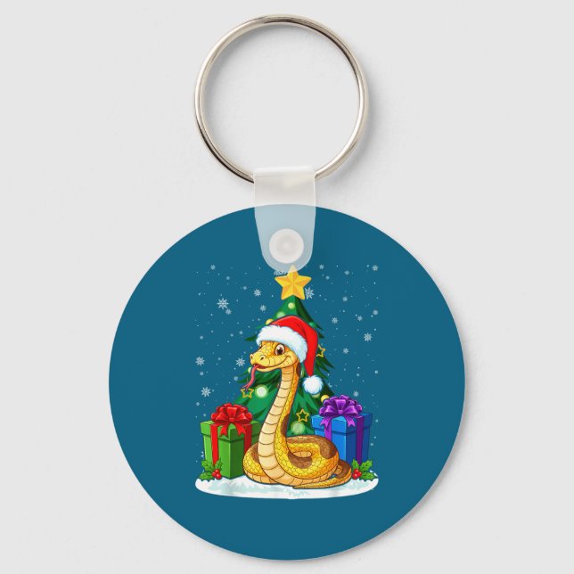 Snake Santa Hat Christmas Pajama Cute Animal Snowf Key Ring (Front)
