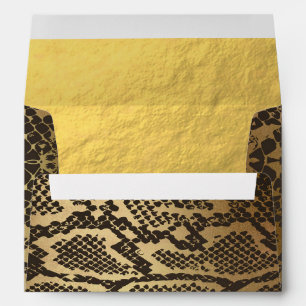 Snake Skin Animal Print Modern Glam Gold Envelopes