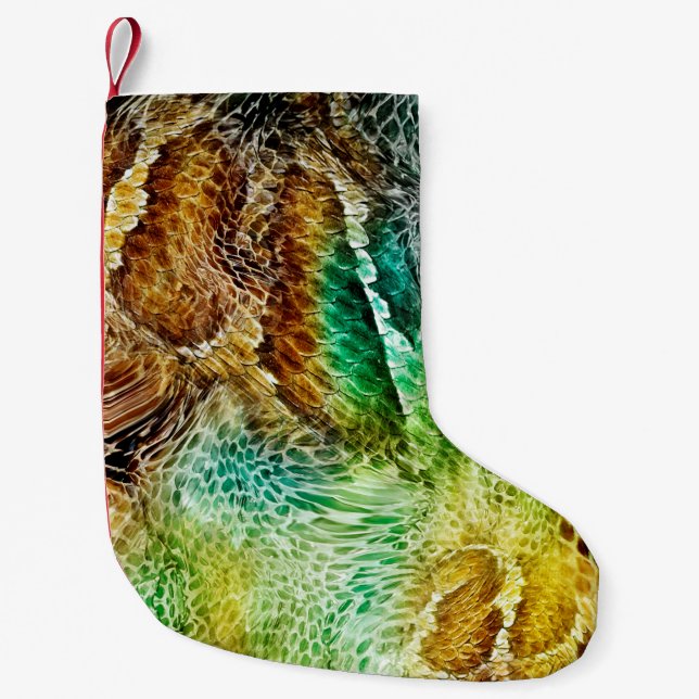 Snake skin background small christmas stocking (Front)