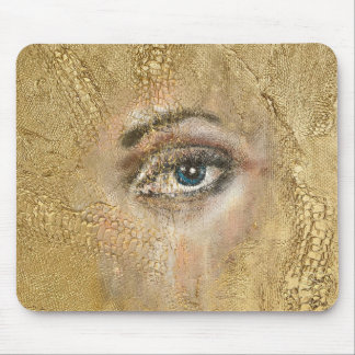 Snake Skin Blue Eyes Gold Computer Mousepad