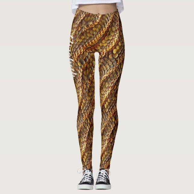 Snake skin green and golden ombre design  leggings (Front)