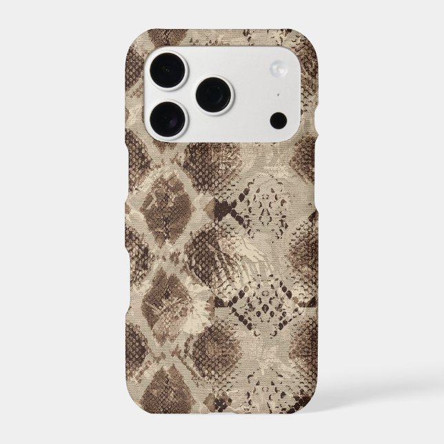 Snake Skin iPhone Case | Neutral Brown Python Prin (Back)