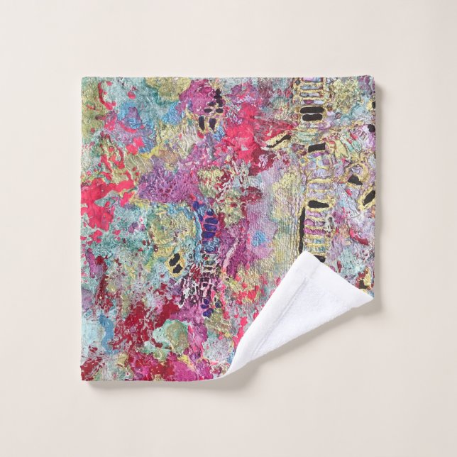 Snake Skin Pattern Fleece Blanket Bold Vibrant Bath Towel Set (Wash Cloth)