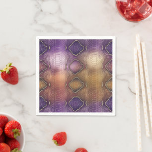 Snake Skin Pattern in Purple & Gold Decoupage Napkin