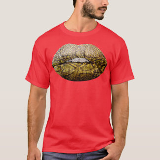 Snake Skin Print Lip Print  T-Shirt