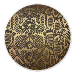 Snake Skin Print Modern Glam Gold Ceramic Knob