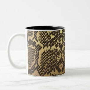 Snake Skin Print Modern Glam Gold Two-Tone Coffee Mug
