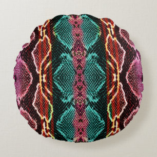 Snake skin print. snake Pattern. Animal print. Col Round Cushion