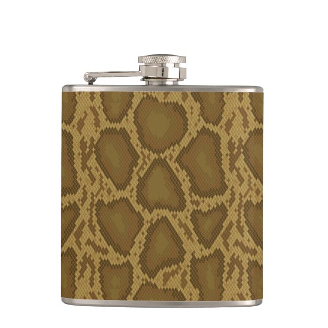 Snake skin, reptile pattern hip flask (Front)
