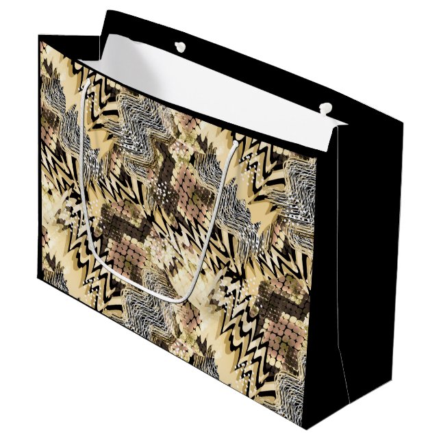 Snake skin, tiger large gift bag (Front Angled)