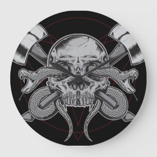 Snake, Skull Clock, with AXES Large Clock