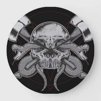 Snake, Skull Clock, with AXES Large Clock
