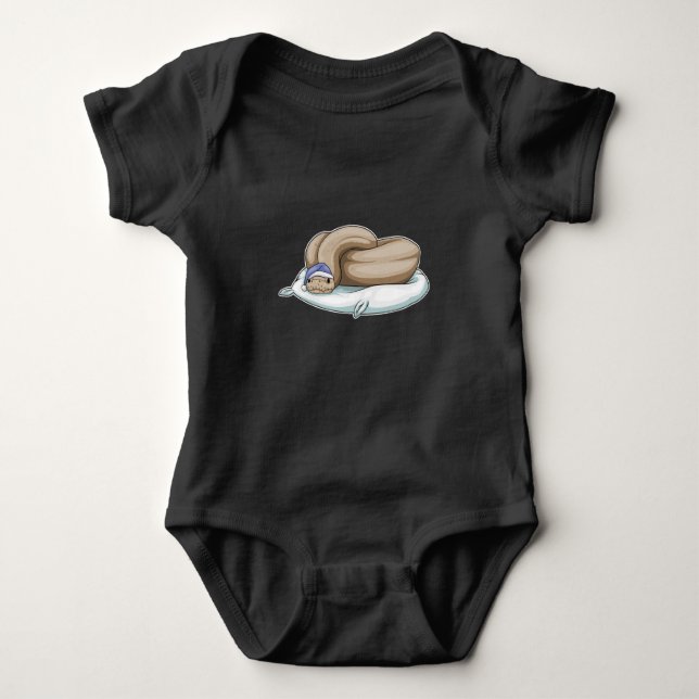 Snake Sleeping Pillow Baby Bodysuit (Front)